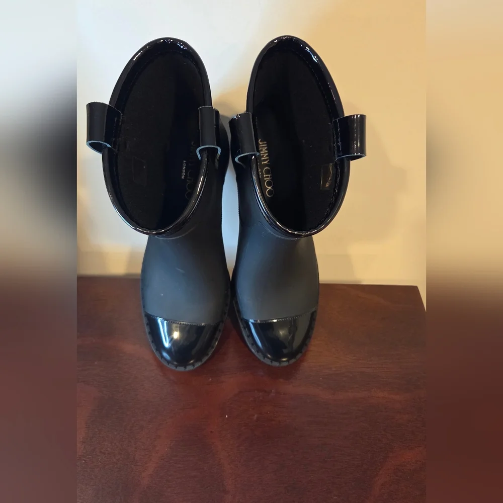 Jimmy Choo Black Rain Boots. Size 41.